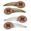 Carolines Treasures Letter N Chevron Maroon and Gold Barrettes Hair Clips, Set of 4, 4PK CJ1061-NHCS4